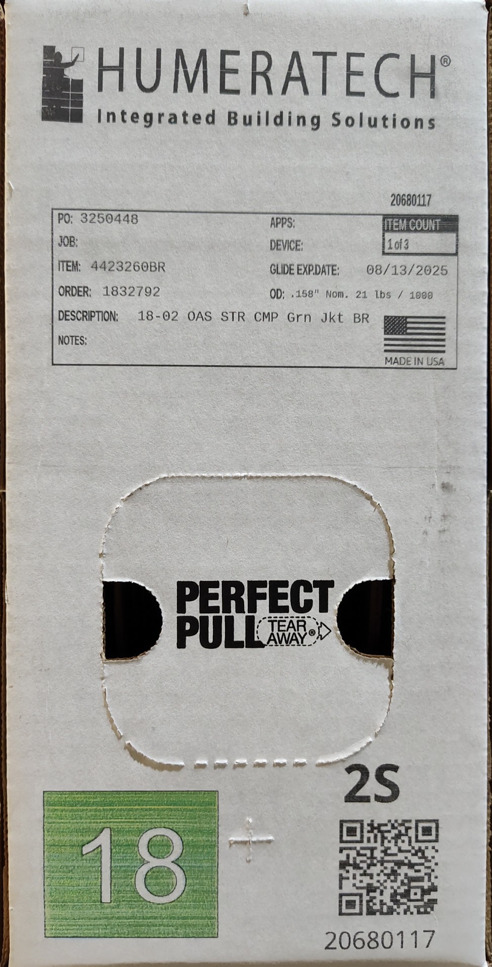 EXL05001 18 gage 2 conductor wire 1000 Ft